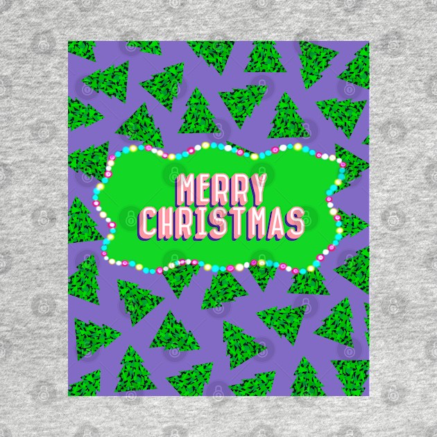 Geometric Christmas Tree with Purple Background by OneThreeSix